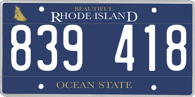 RI license plate 839418