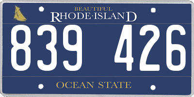 RI license plate 839426