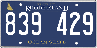 RI license plate 839429