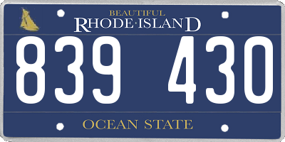 RI license plate 839430