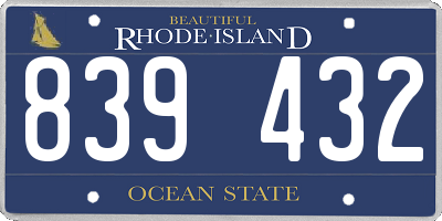 RI license plate 839432