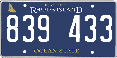 RI license plate 839433