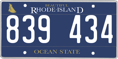 RI license plate 839434