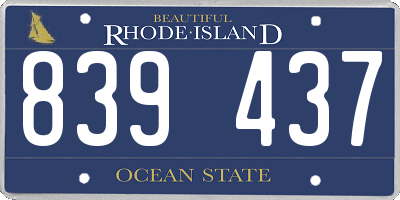 RI license plate 839437