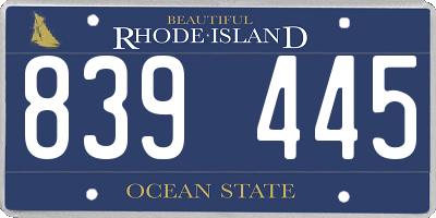 RI license plate 839445