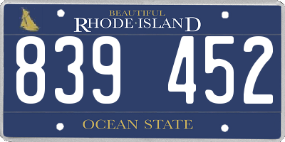 RI license plate 839452