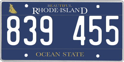 RI license plate 839455