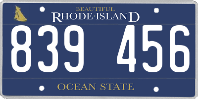 RI license plate 839456