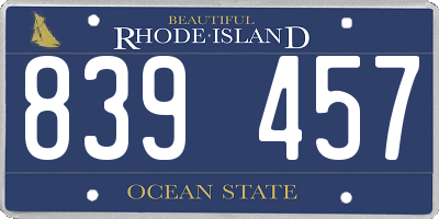 RI license plate 839457