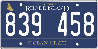 RI license plate 839458