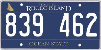 RI license plate 839462