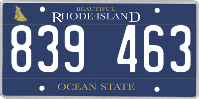 RI license plate 839463