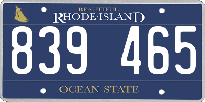 RI license plate 839465