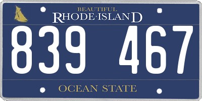 RI license plate 839467
