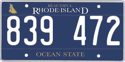 RI license plate 839472