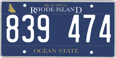 RI license plate 839474