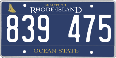 RI license plate 839475