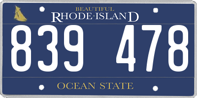 RI license plate 839478