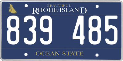 RI license plate 839485