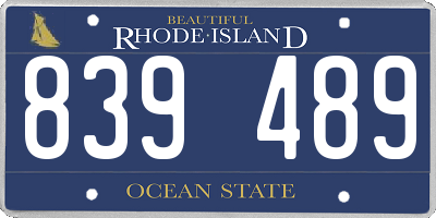 RI license plate 839489