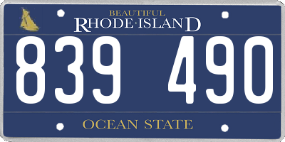 RI license plate 839490
