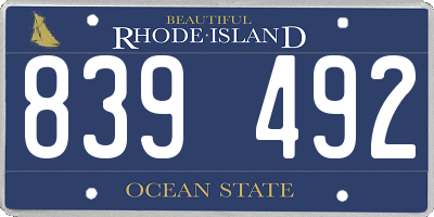 RI license plate 839492