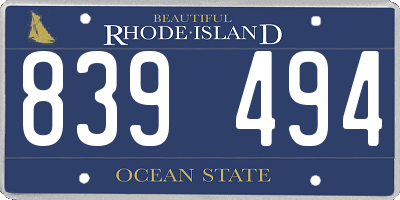RI license plate 839494
