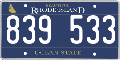 RI license plate 839533