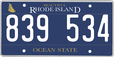 RI license plate 839534