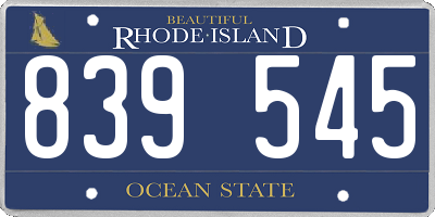 RI license plate 839545
