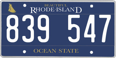 RI license plate 839547