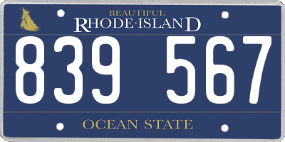 RI license plate 839567