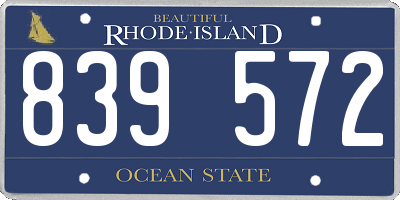 RI license plate 839572