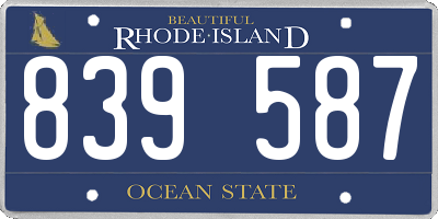 RI license plate 839587