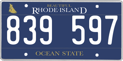 RI license plate 839597