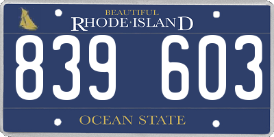 RI license plate 839603