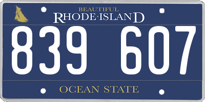 RI license plate 839607