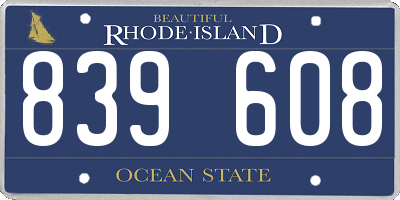 RI license plate 839608