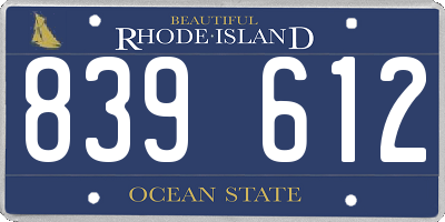 RI license plate 839612