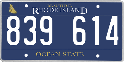 RI license plate 839614