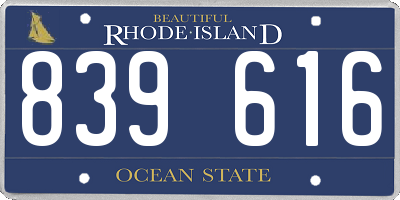 RI license plate 839616