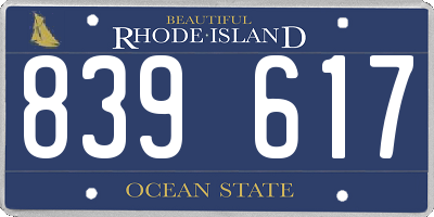 RI license plate 839617