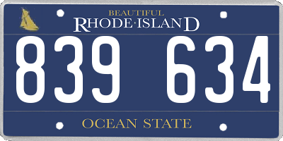 RI license plate 839634