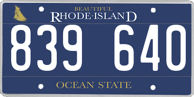 RI license plate 839640