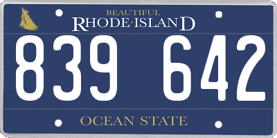 RI license plate 839642