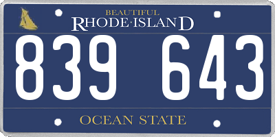RI license plate 839643