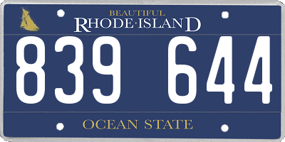 RI license plate 839644