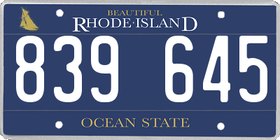 RI license plate 839645