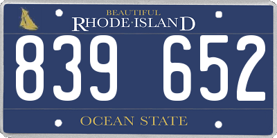 RI license plate 839652