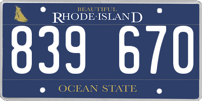 RI license plate 839670